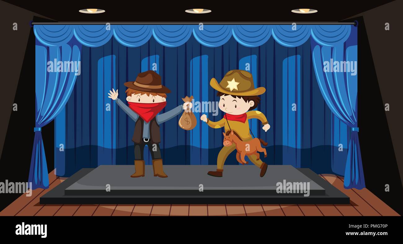 Students perform drama on stage illustration Stock Vector Image & Art ...