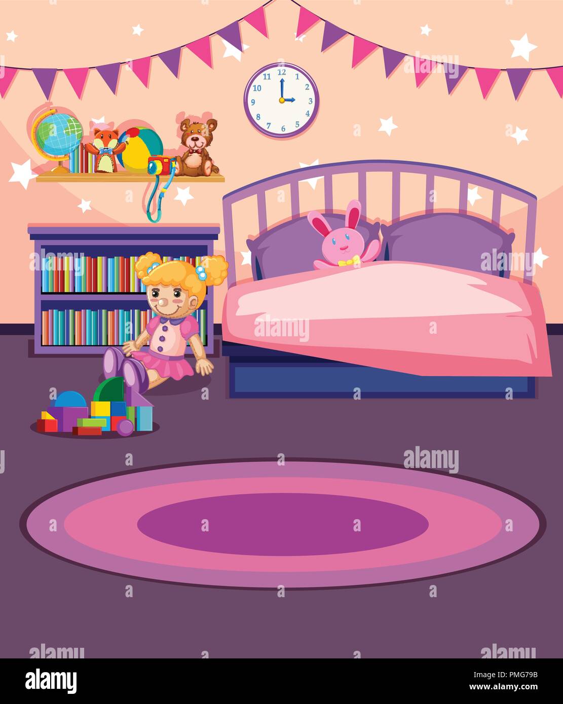 A girl bedroom template illustration Stock Vector Image &amp; Art - Alamy
