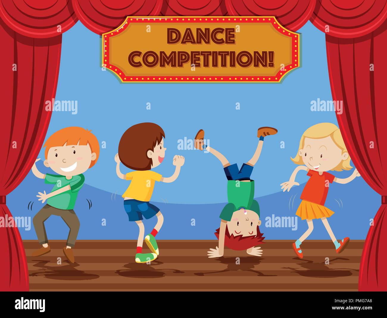 Children Dance Competition Scene Illustration PMG7A8 