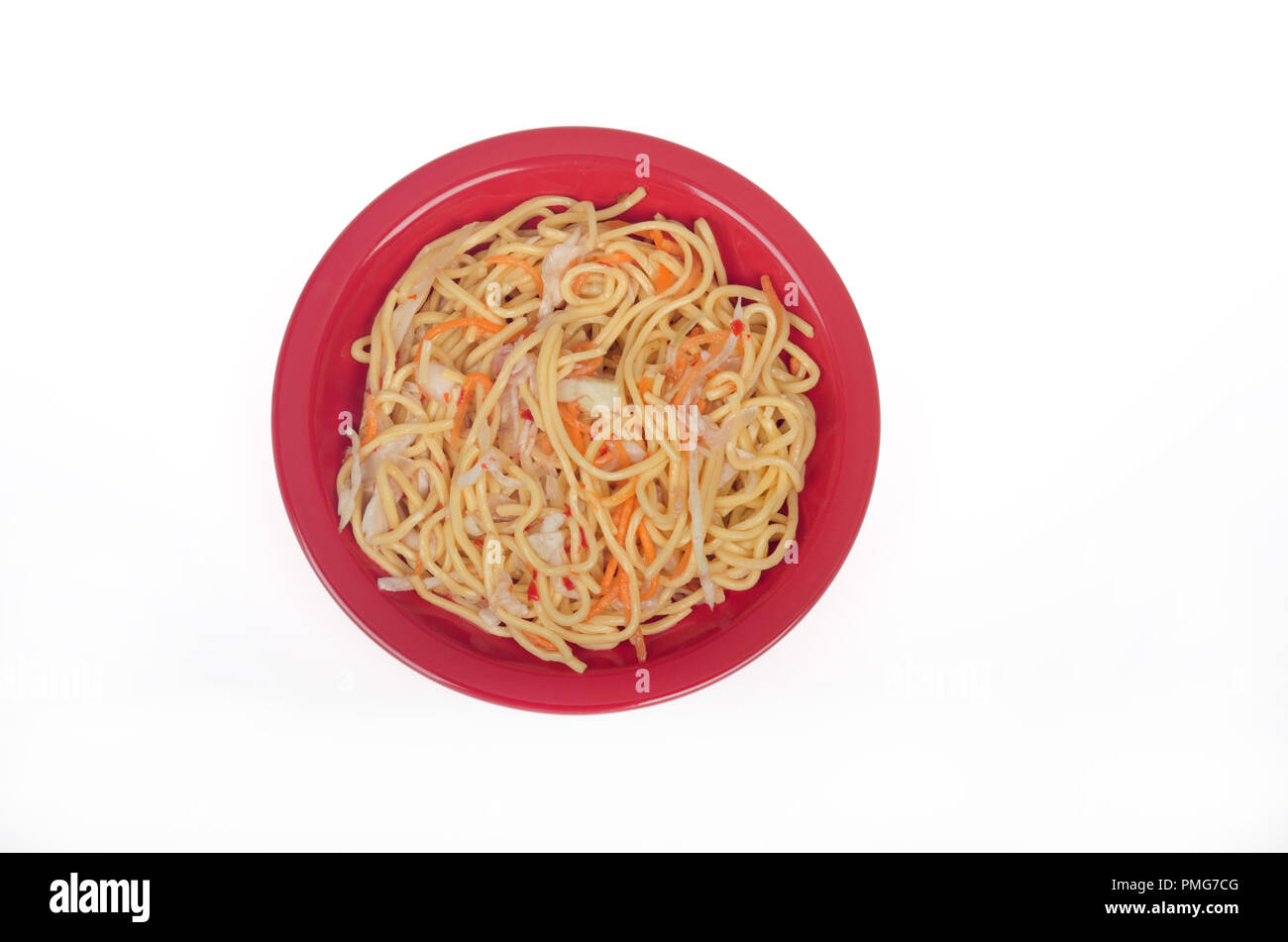 Red plate with Thai Chili Noodles Stock Photo Alamy