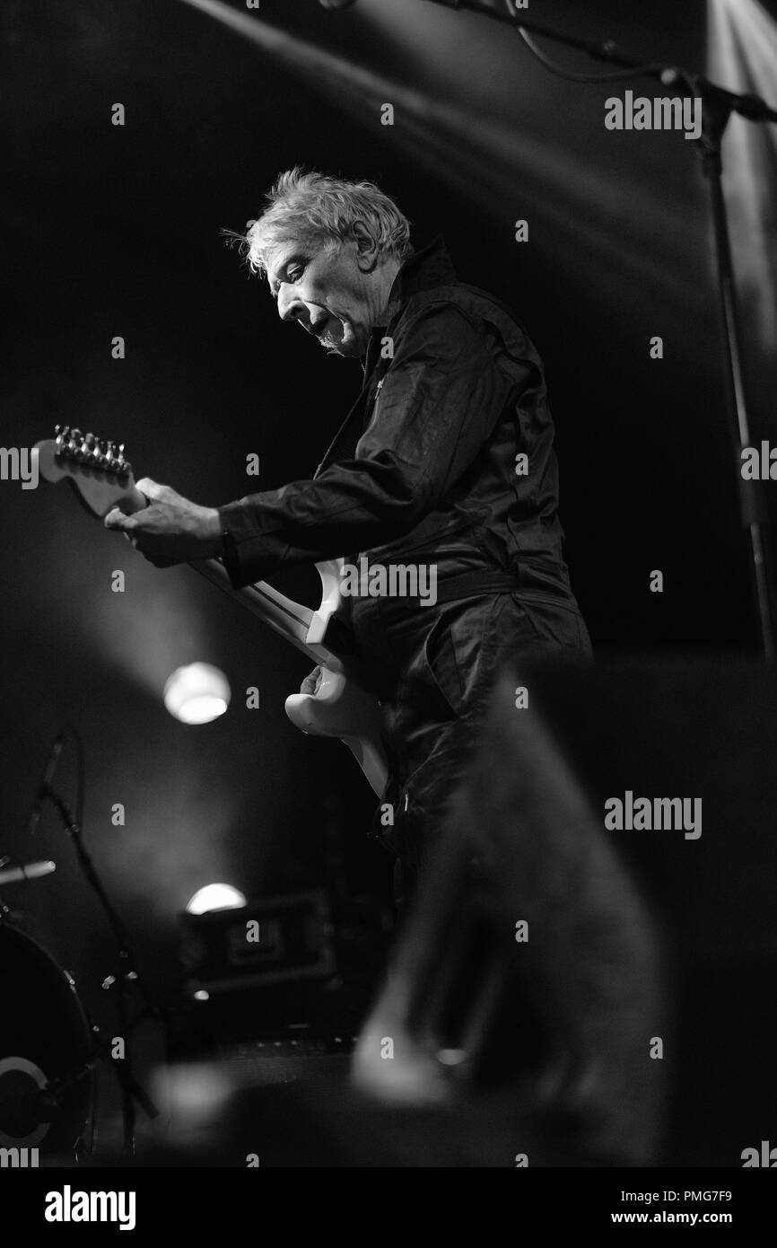 John Cale playing live on stage at the End of The Road festival 2018 Stock Photo