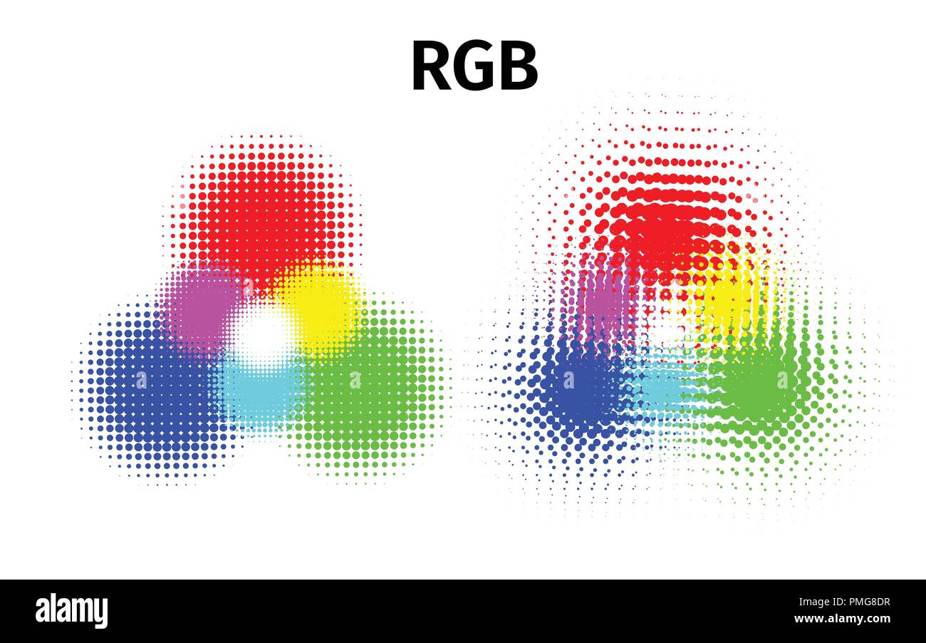 RGB and CMYK halftone vector illustration color Stock Vector