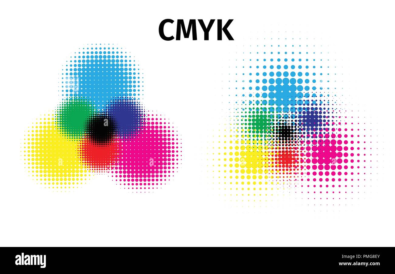 RGB and CMYK halftone vector illustration color Stock Vector
