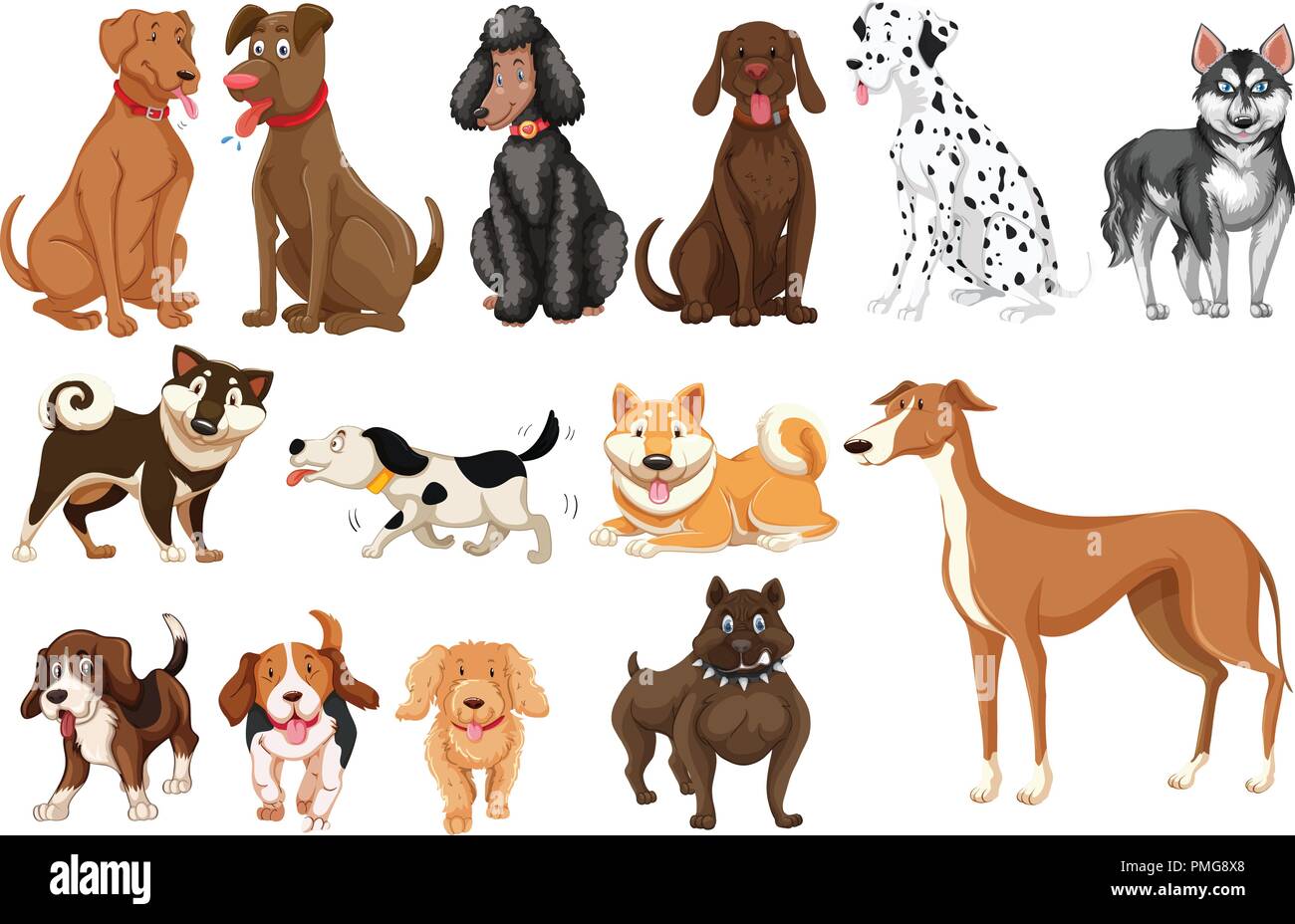Set of dogs white background illustration Stock Vector Image & Art - Alamy