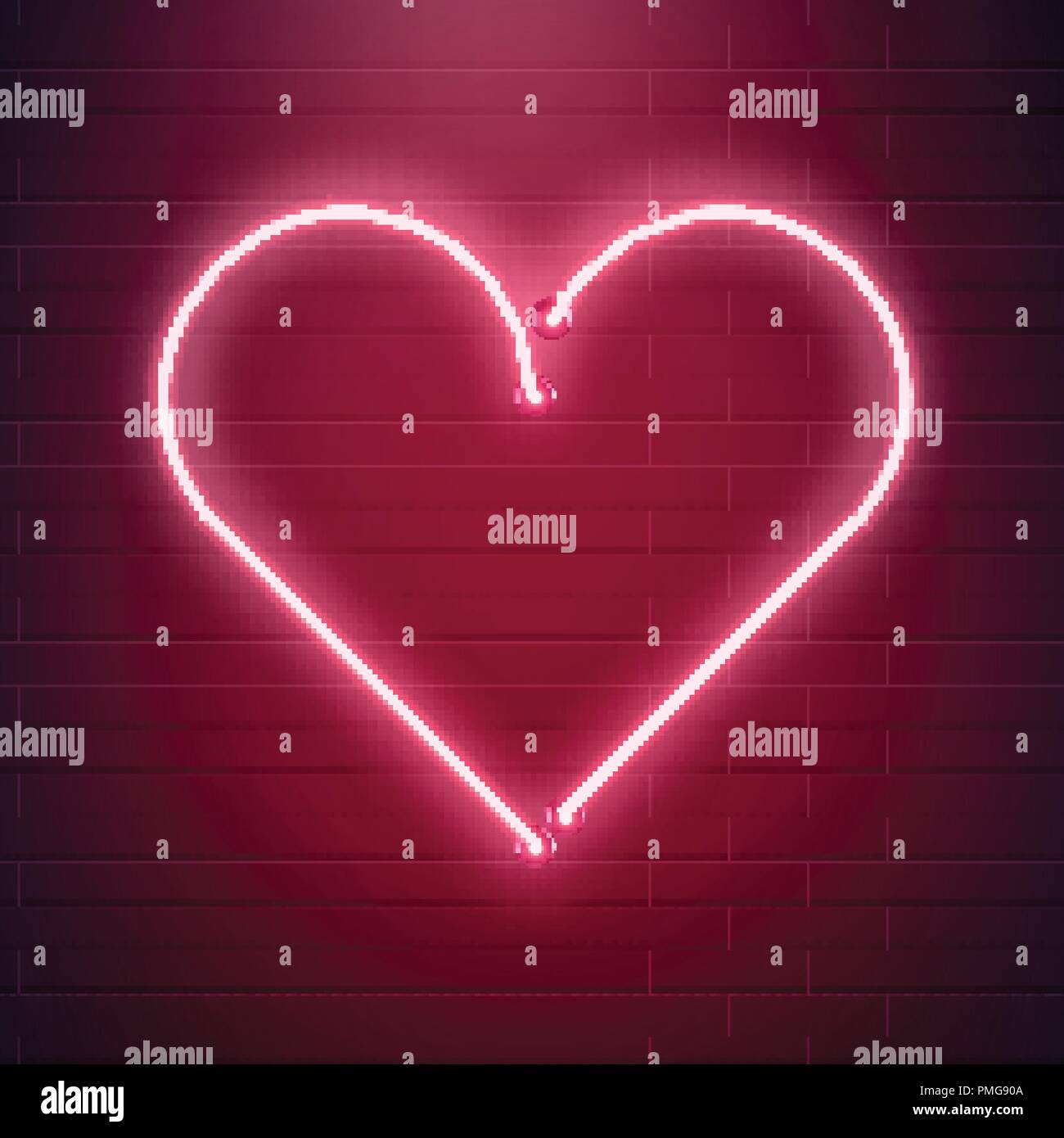 Illuminated Florescent Pink Neon Love Heart Stock Photo 1714817077