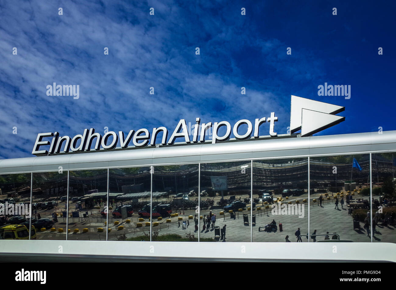 Eindhoven Airport Netherlands - Terminal building at Eindhoven Airport in the Dutch city of Eindhoven. The airport is the second largest in Holland Stock Photo