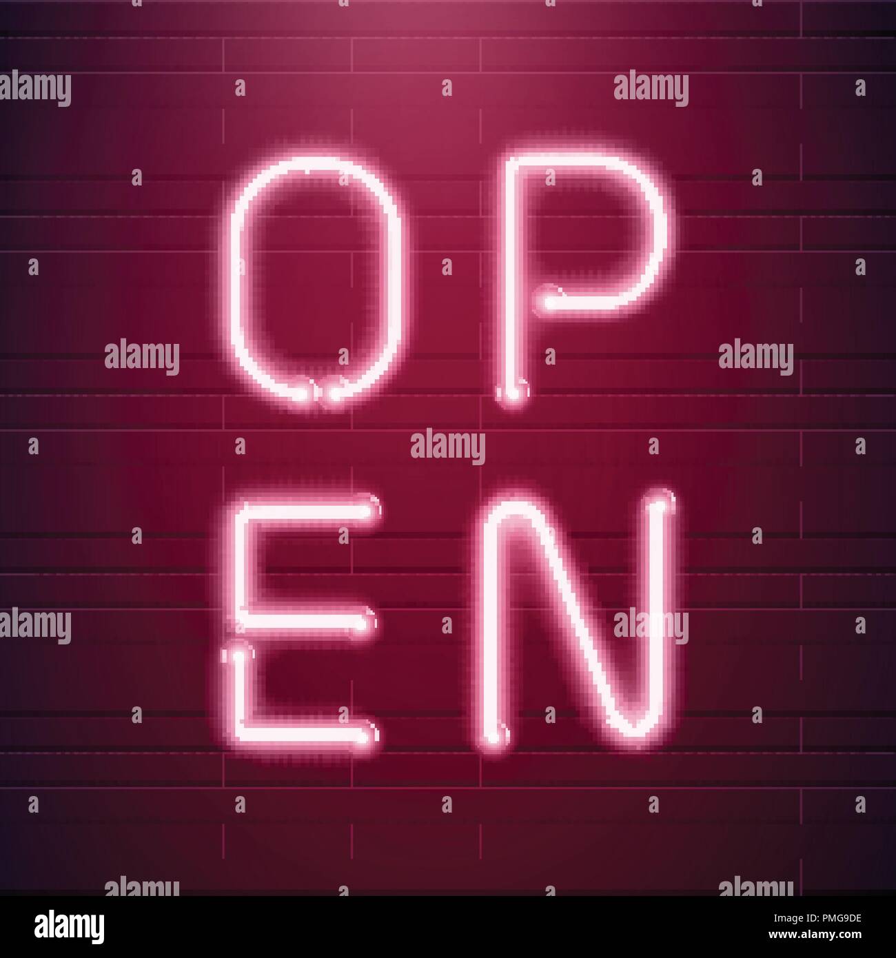 Bar Open Light Neon Sign Night Store Red Glowing Letters Open 24 Hours Sign Stock Vector Image Art Alamy