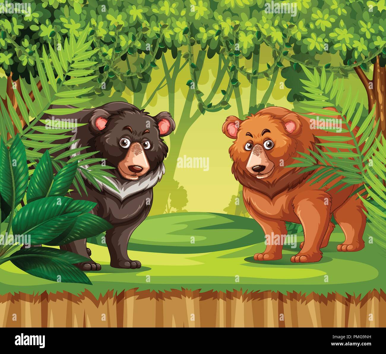 Bears in the jungle illustration Stock Vector Image & Art - Alamy