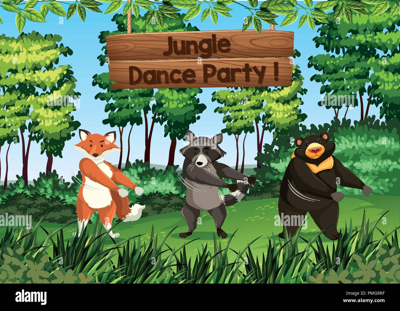 Animals dancing in jungle illustration Stock Vector Image & Art - Alamy