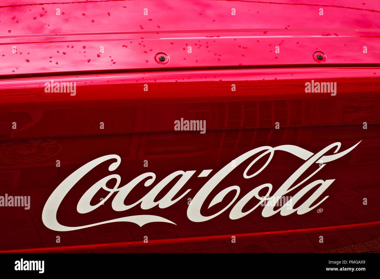 Coca Cola red delivery truck Stock Photo