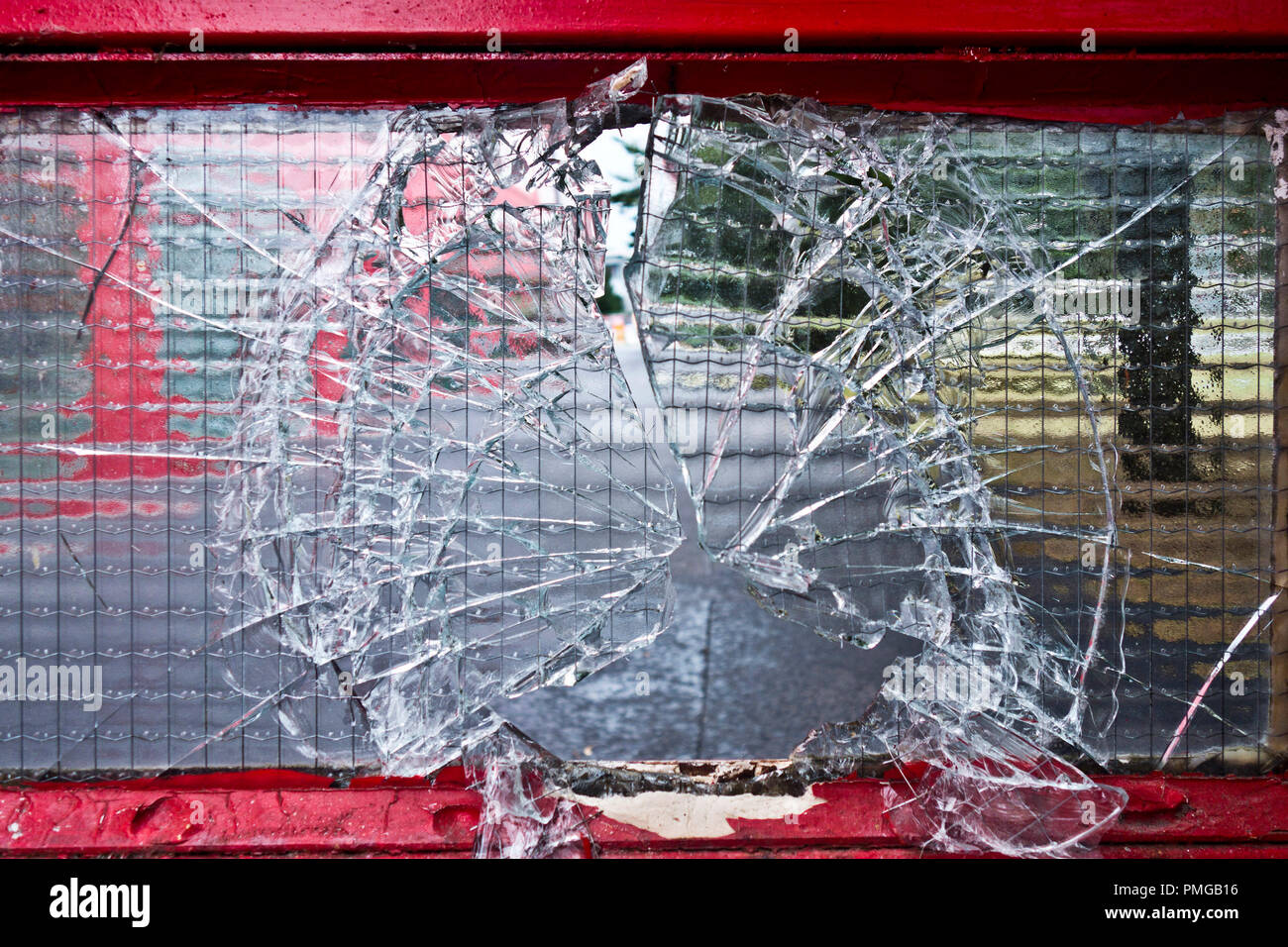 broken tempered glass Stock Photo