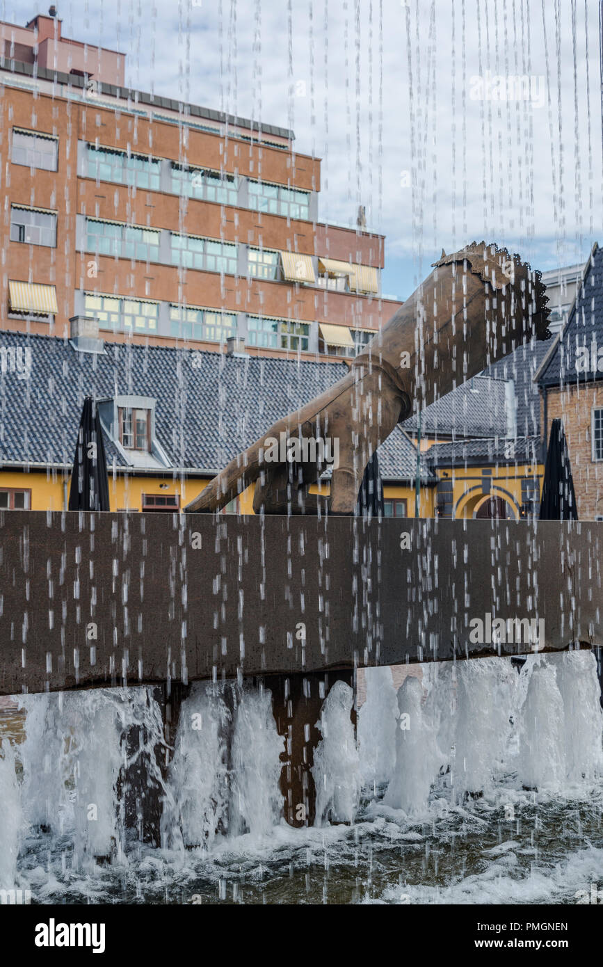 King Christian IV's hand fountain sculpture, Oslo, Norway Stock Photo
