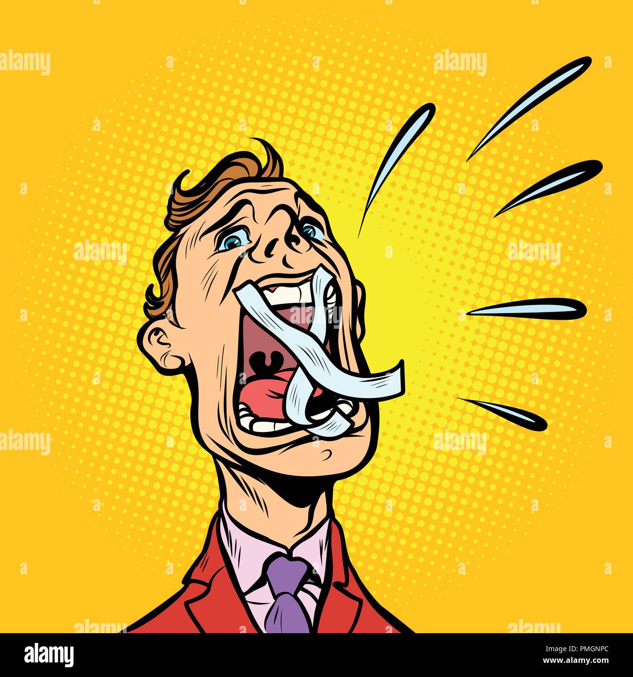 man screaming taped mouth Stock Vector