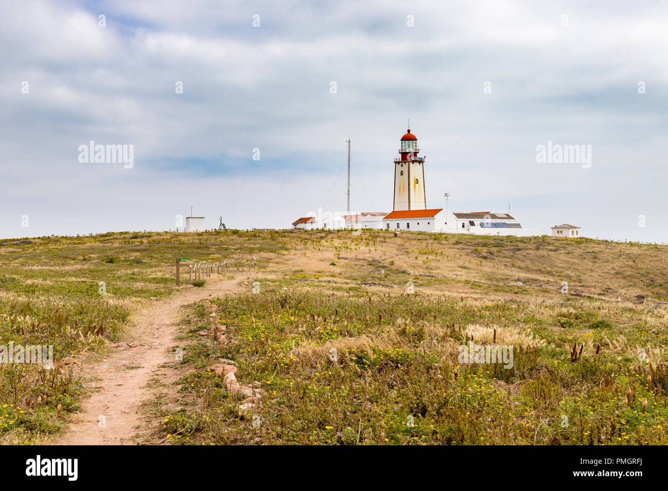 Berlengas Islands, Portugal - May 21, 2018: Lighthouse on top of the Berlengas nature reserve Stock Photo