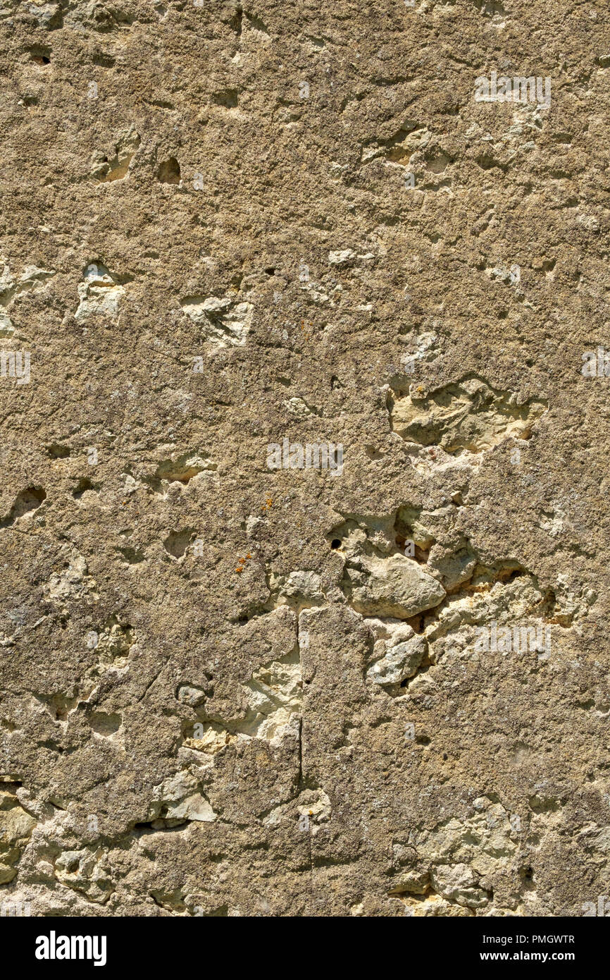 Roughly rendered rubble wall construction exterior - full frame texture background Stock Photo
