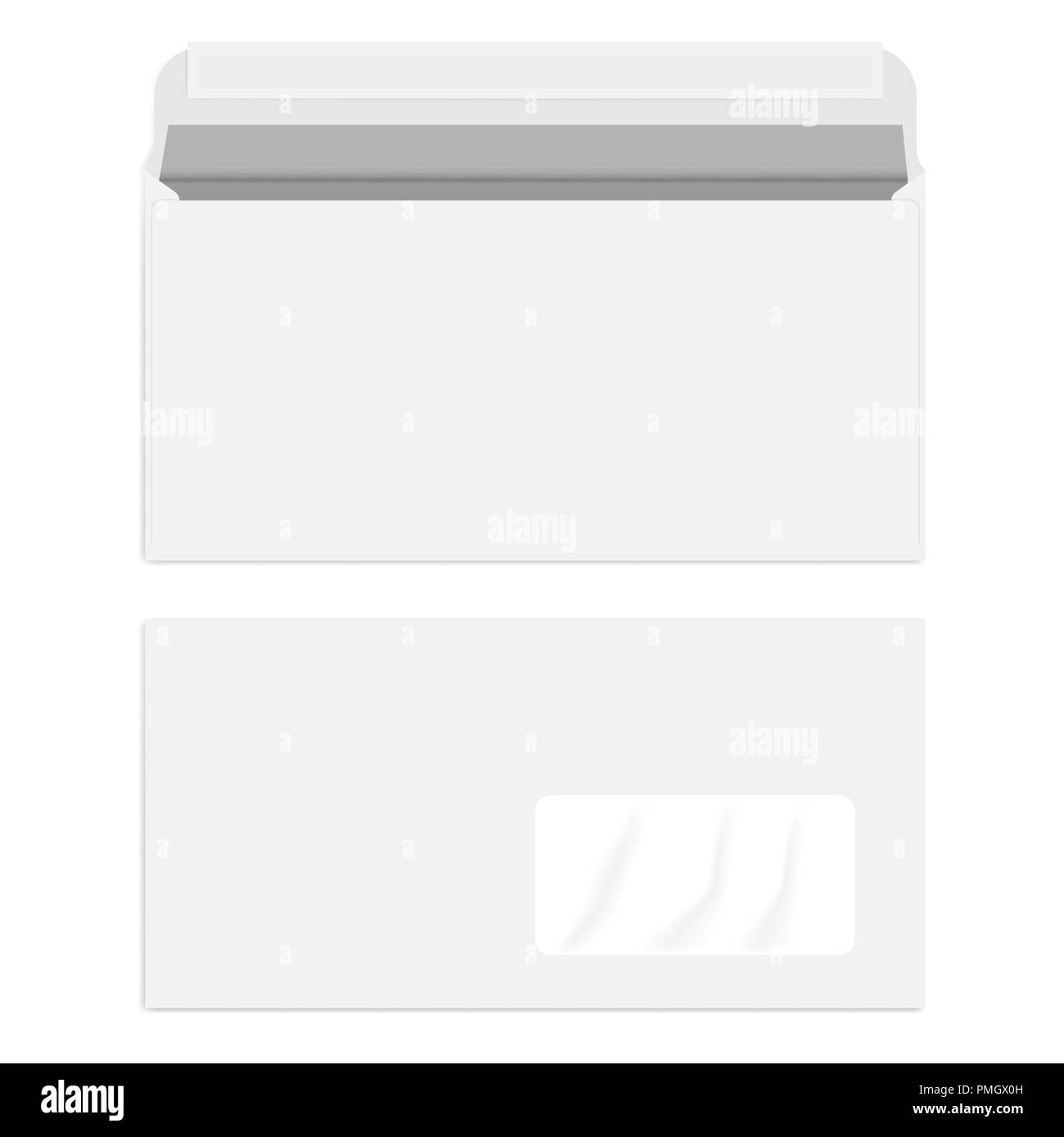 White right hand window envelope with self adhesive seal, vector
