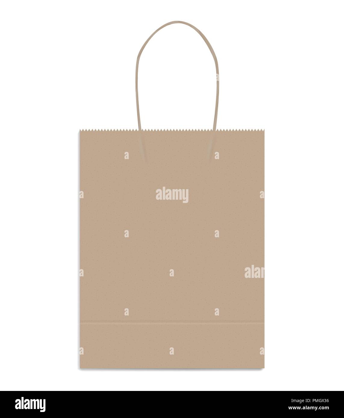 Download Shopping Or Merchandise Bag With Twisted Rope Handles Vector Mock Up Brown Kraft Paper Package With Bottom Gusset Template Stock Vector Image Art Alamy