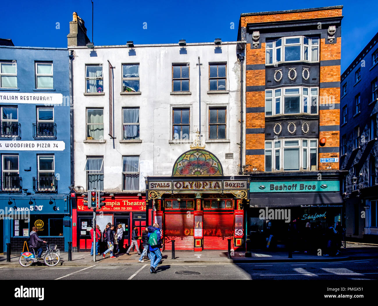 Dublin, Ireland, March 2018, front entrance of the Olympia Theatre in