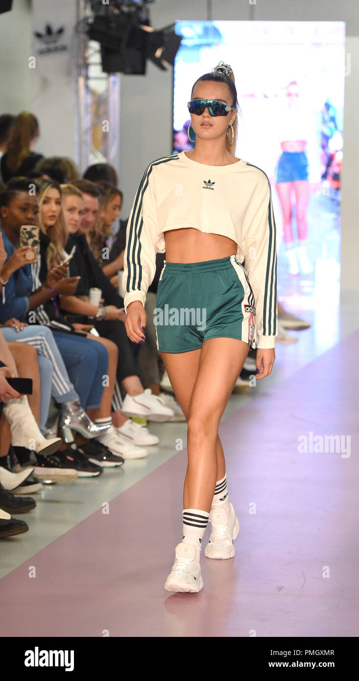 Photo Must Be Credited ©Alpha Press 079965 17/09/2018 Model at the Hailey  Baldwin presents Falcon, celebrating street style with Adidas and JD  Fashion Show during London Fashion Week Spring Summer 2019 held