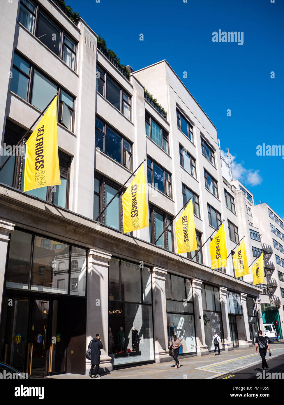 Yellow Flags, Selfridges, Oxford St, London, England, UK, GB Stock Photo -  Alamy