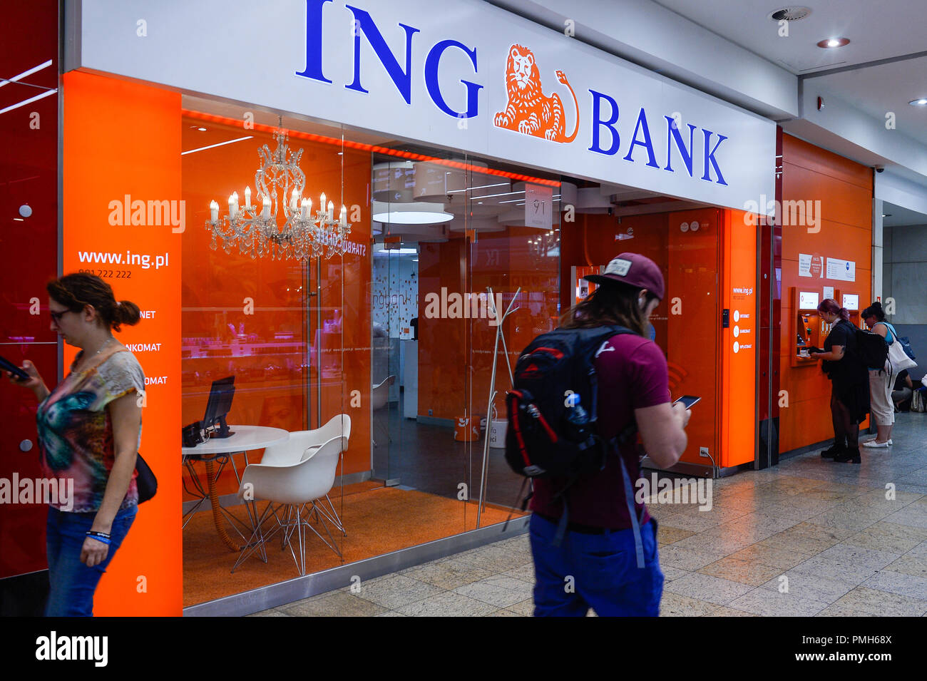 September 18, 2018 - Krakow, Poland - People seen walking by an Ing Bank  branch. (Credit Image: © Omar Marques/SOPA Images via ZUMA Wire Stock Photo  - Alamy