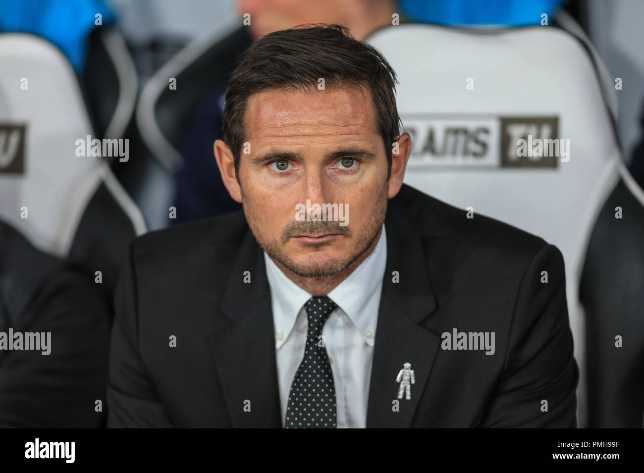 Derby, UK. 18th Sept, 2018.  Sky Bet Championship, Derby County v Blackburn Rovers ; Frank Lampard manager of Derby Credit: Mark Cosgrove/News Images EDITORIAL USE ONLY No use with unauthorised audio, video, data, fixture lists, club/league logos or 'live' services. Online in-match use limited to 45 images, no video emulation. No use in betting, games or single club/league/player publications and all English Football League images are subject to DataCo Licence Credit: News Images /Alamy Live News Stock Photo