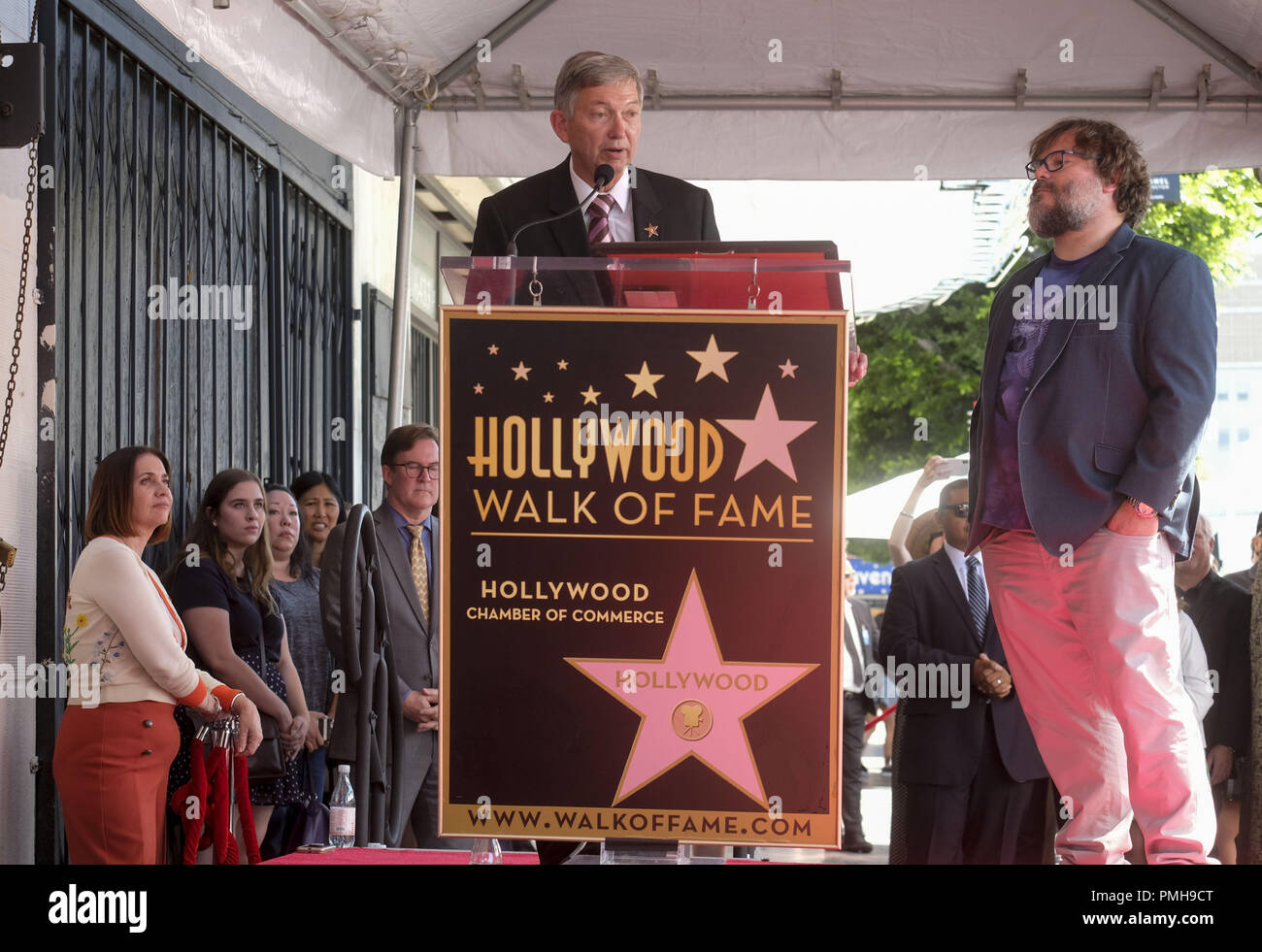 Los Angeles, California, USA. 18th Sep, 2018. Actor Jack Black, right,  poses with Kyle Gass during his star ceremony on the Hollywood Walk of Fame  Star where he was the recipient of