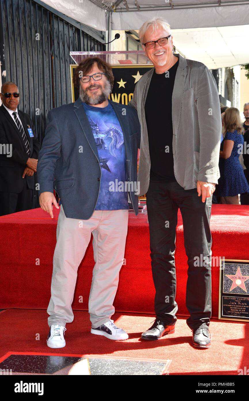 Los Angeles, California, USA. 18th Sep, 2018. Actor Jack Black, left, poses  with Tim Robbins during his star ceremony on the Hollywood Walk of Fame  Star where he was the recipient of