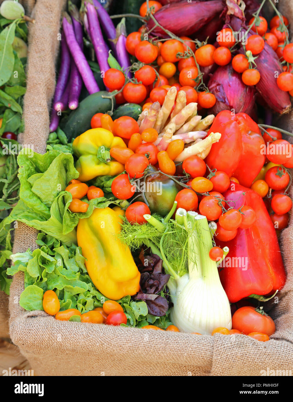 box with fruits and vegetables for sale at supermarket Stock Photo - Alamy