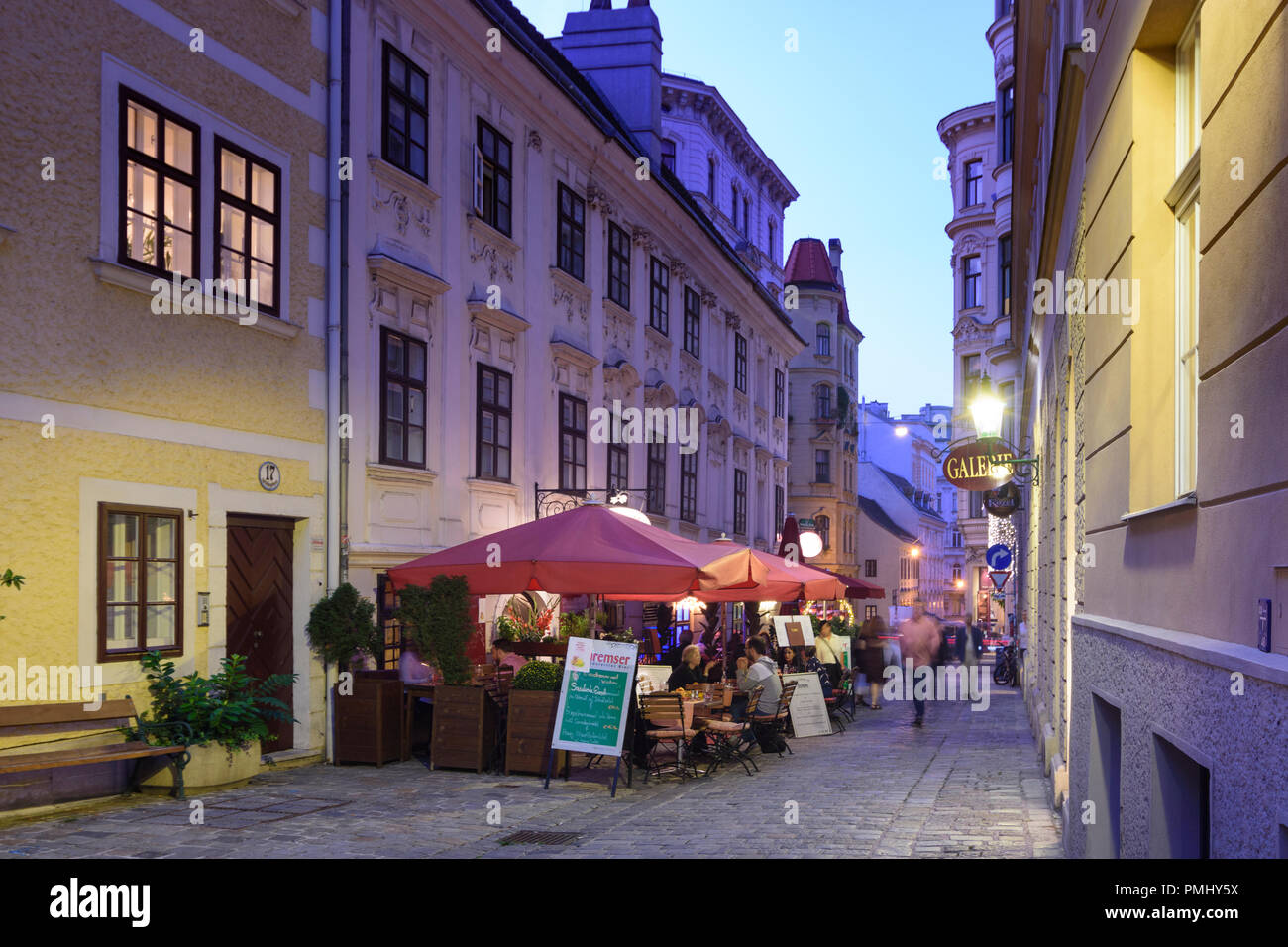 Wien, Vienna: district Spittelberg, restaurant, street Spittelberggasse, 07. Neubau, Wien, Austria Stock Photo