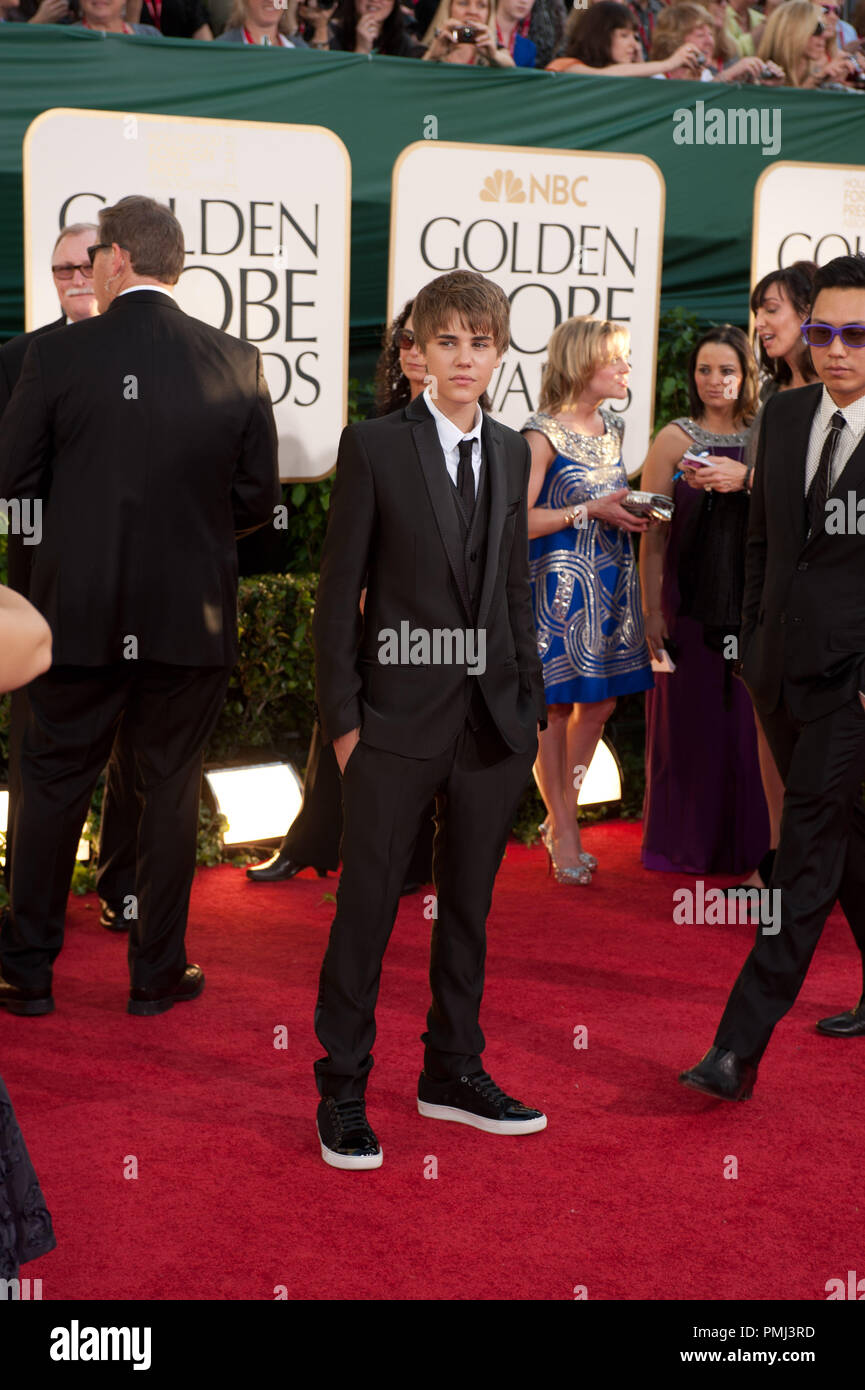 Justin Bieber attends the 68th Annual Golden Globe Awards at the Beverly Hilton in Beverly Hills, CA on Sunday, January 16, 2011.  File Reference # 30825 697  For Editorial Use Only -  All Rights Reserved Stock Photo