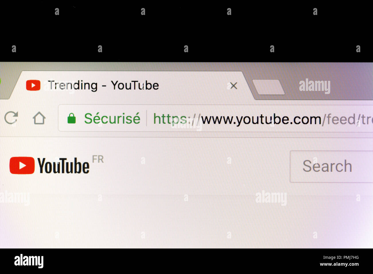 YAINVILLE, FRANCE - SEPTEMBER 18, 2018. Youtube trending page sharing  service on laptop screen close-up. Internet international service Stock  Photo - Alamy