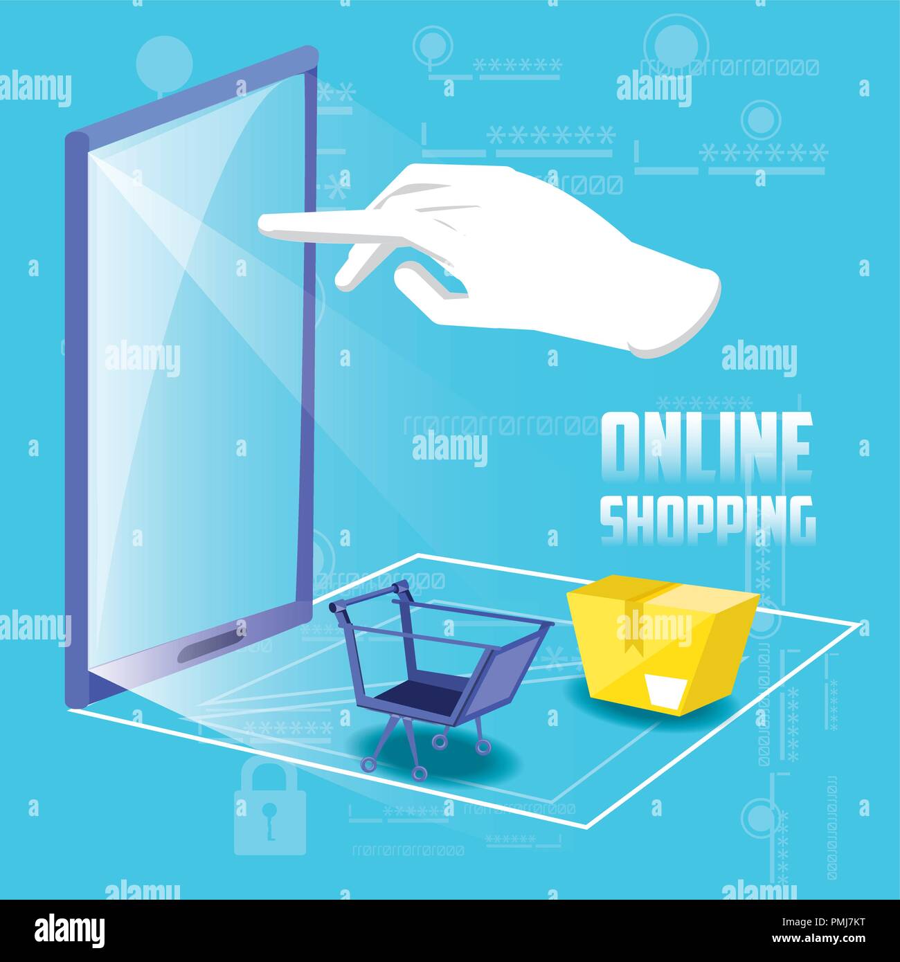 on line shopping with smartphone vector illustration design Stock Vector