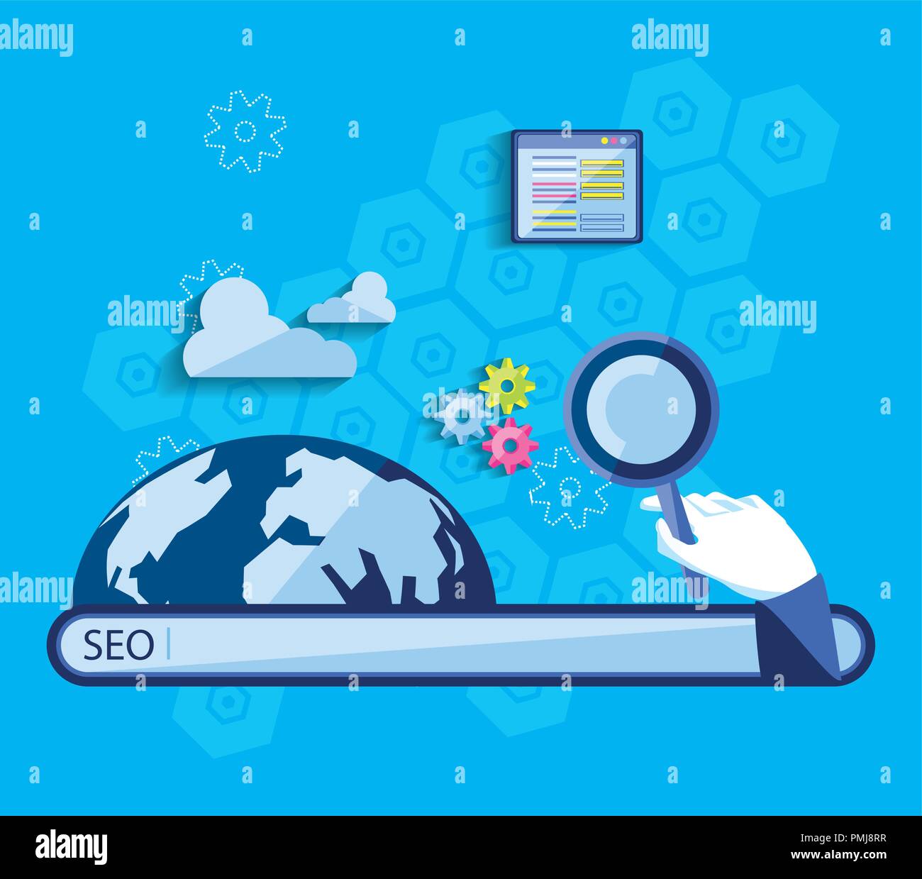 search engine optimization with world planet vector illustration design ...