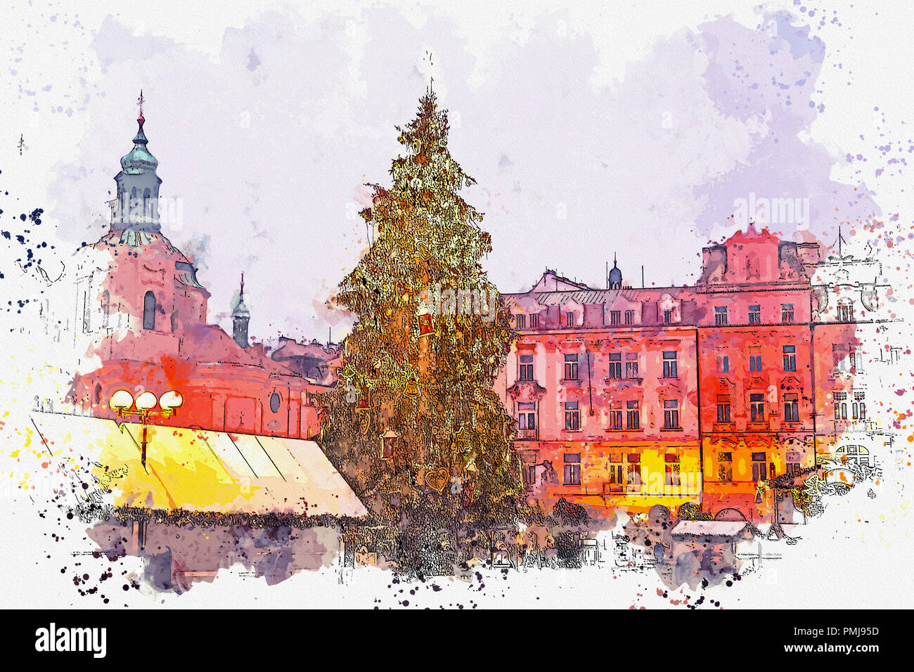 decorated christmas tree stands on the main square in prague during the new year holidays - Decorative Christmas Tree Stands decorated christmas tree stands on the main square in prague during the new year holidays - Decorative Christmas Tree Stands