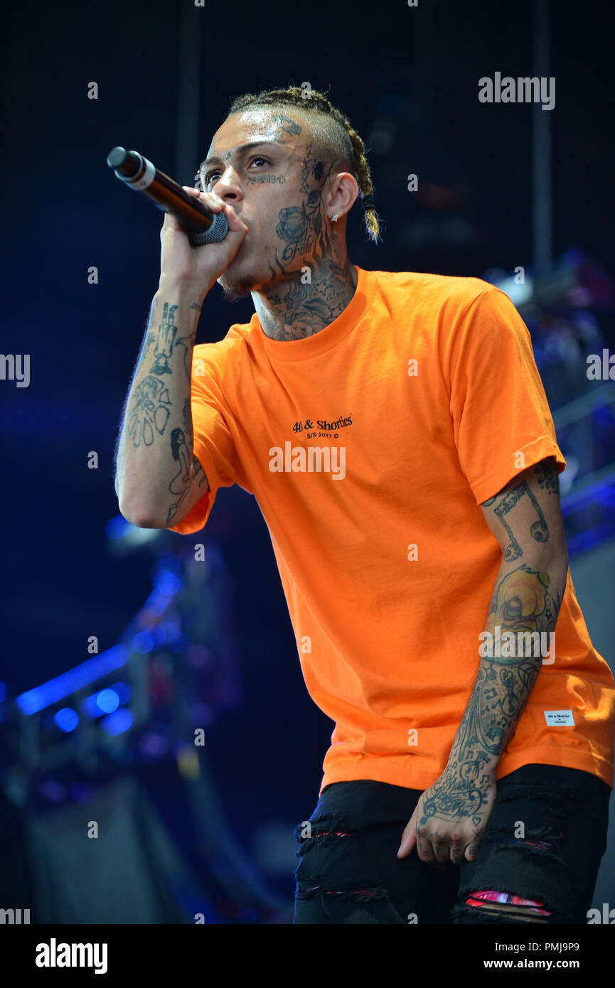 Wiz Khalifa and Rae Sremmurd perform on stage at Perfect Vodka Amphitheater  Featuring: Lil Skies Where: Tamarac, Florida, United States When: 17 Aug 2018 Credit: JLN Photography/WENN.com Stock Photo