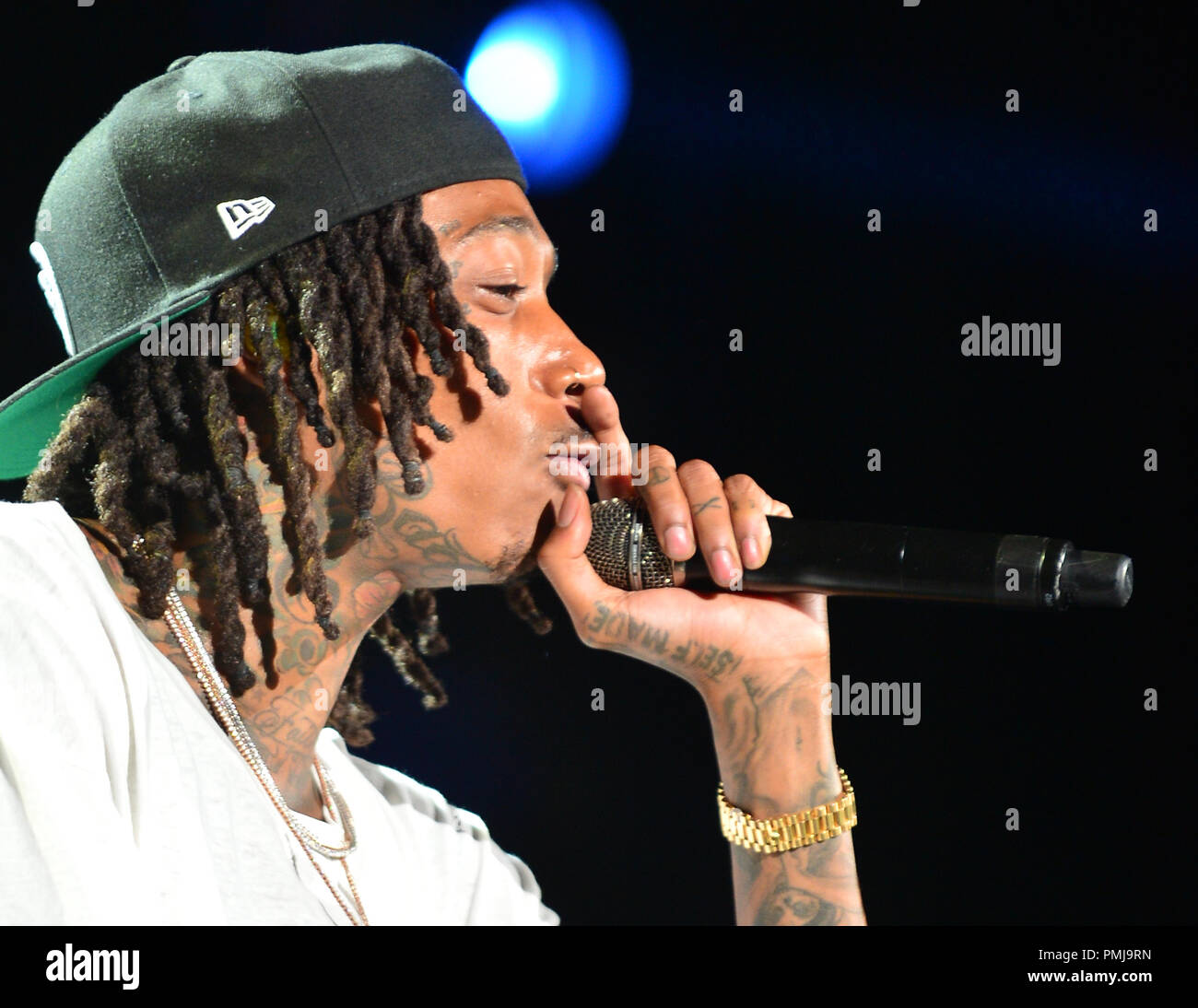 Wiz Khalifa and Rae Sremmurd perform on stage at Perfect Vodka Amphitheater  Featuring: Wiz Khalifa Where: Tamarac, Florida, United States When: 17 Aug 2018 Credit: JLN Photography/WENN.com Stock Photo