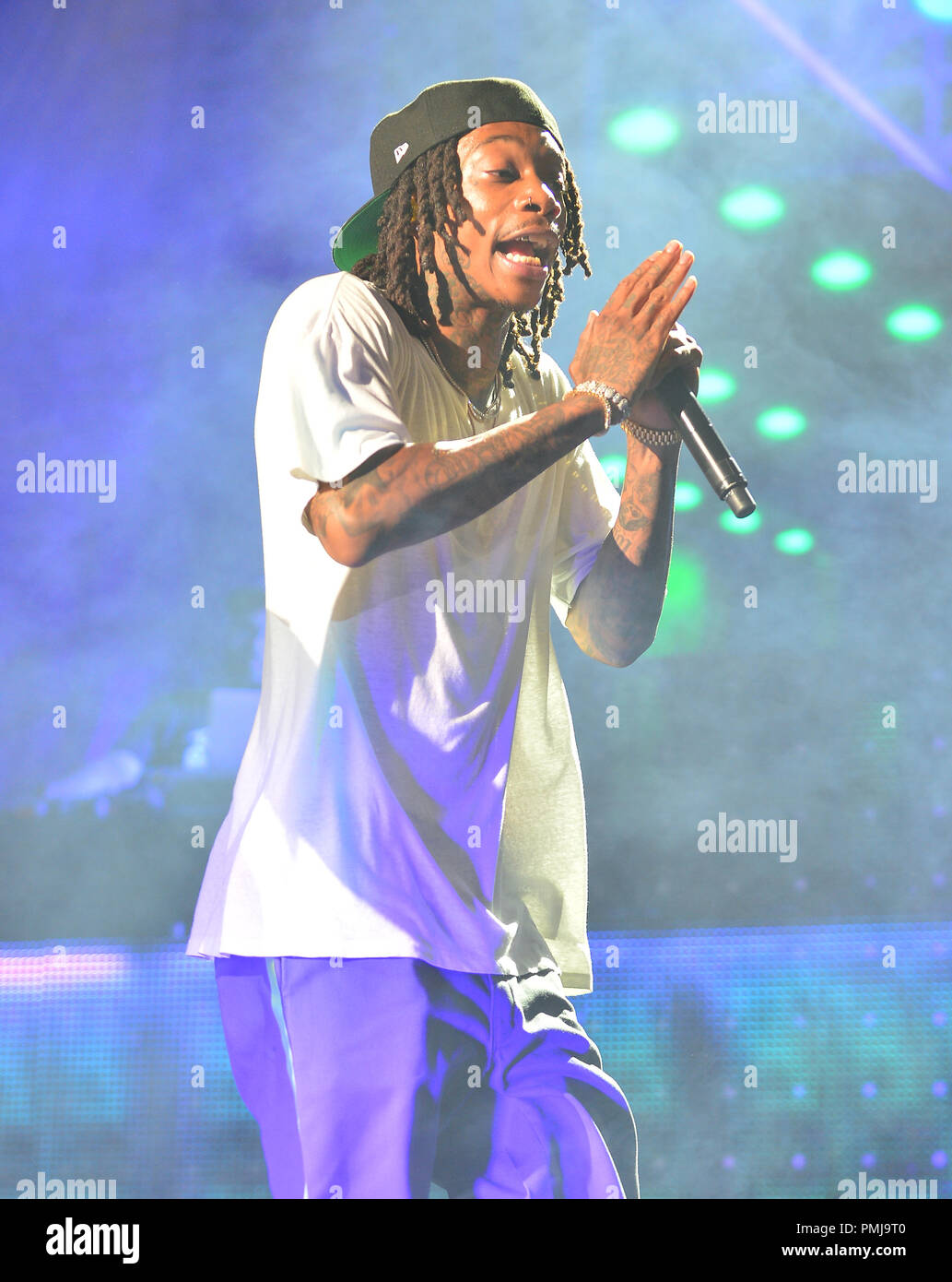 Wiz Khalifa and Rae Sremmurd perform on stage at Perfect Vodka Amphitheater  Featuring: Wiz Khalifa Where: Tamarac, Florida, United States When: 17 Aug 2018 Credit: JLN Photography/WENN.com Stock Photo