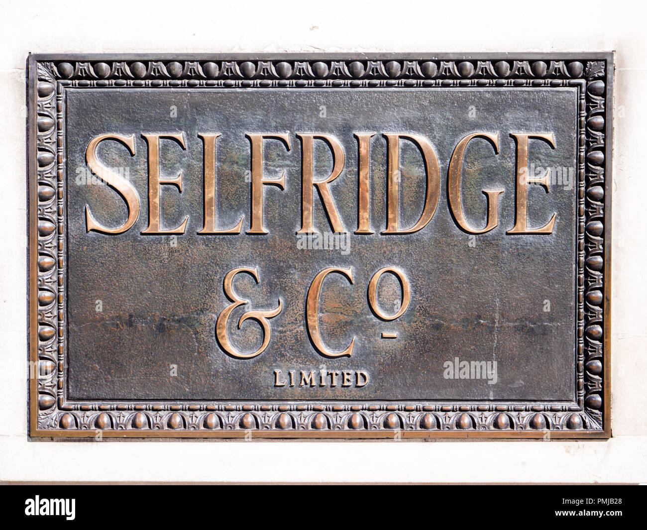 Selfridges and Co Plaque, Selfridges, Oxford St, London, England, UK