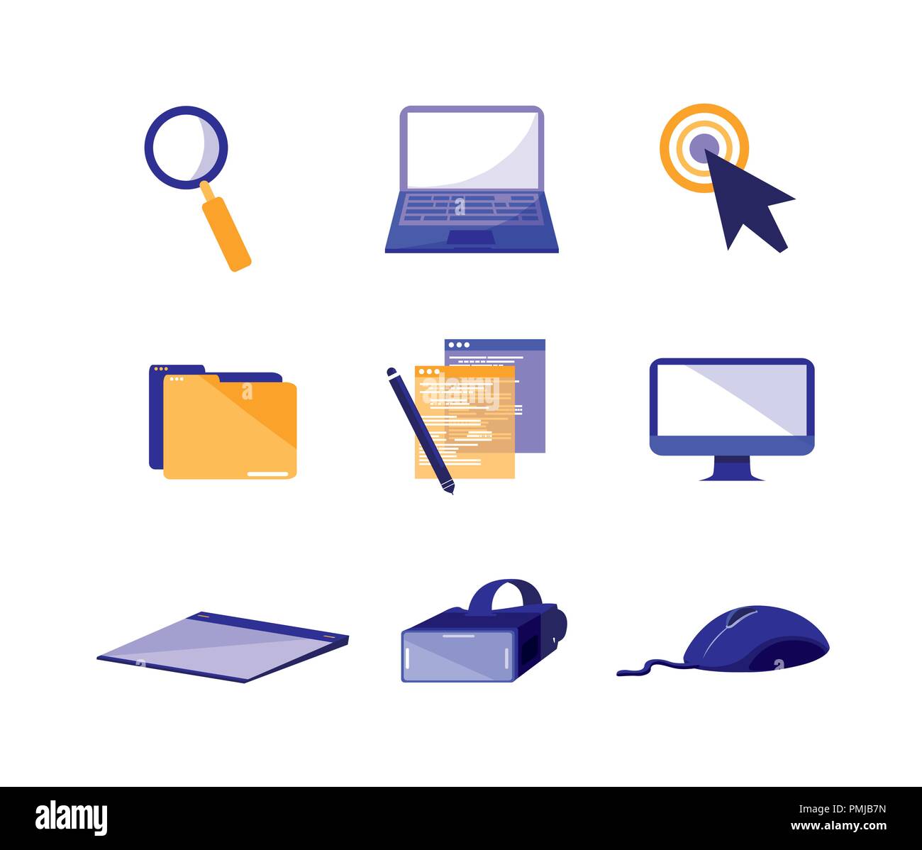 set icons technology isolated icon vector illustration design Stock ...