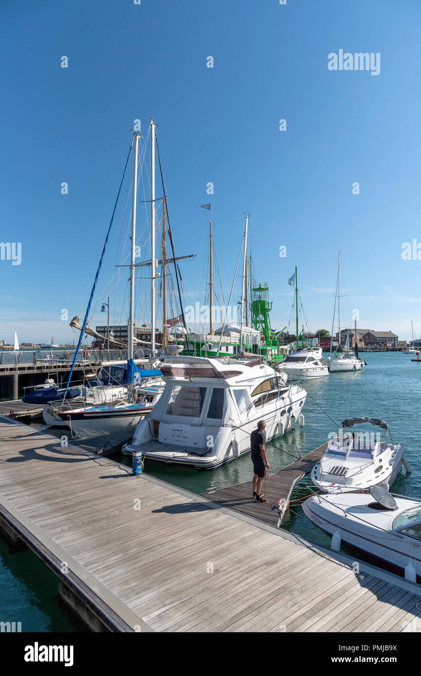 Gosport Marina on Portsmouth Harbour, Hampshire, UK Stock Photo