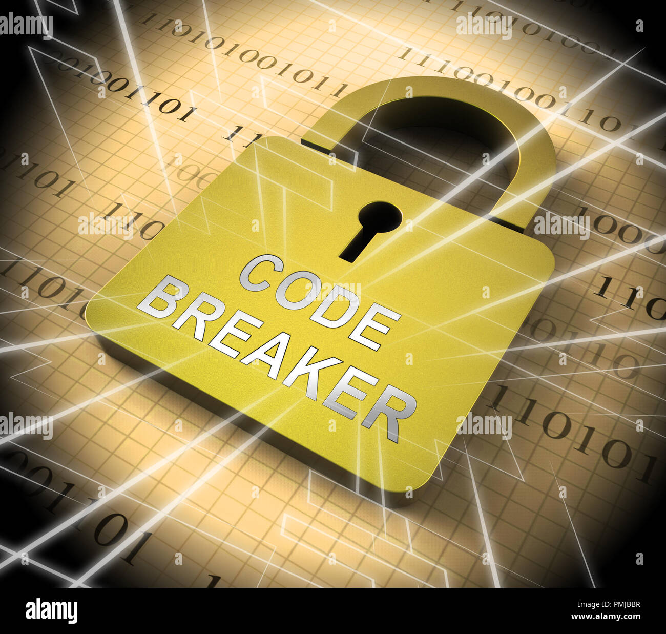 Code Breaker Decoded Data Hack 3d Rendering Shows Encryption Breaking