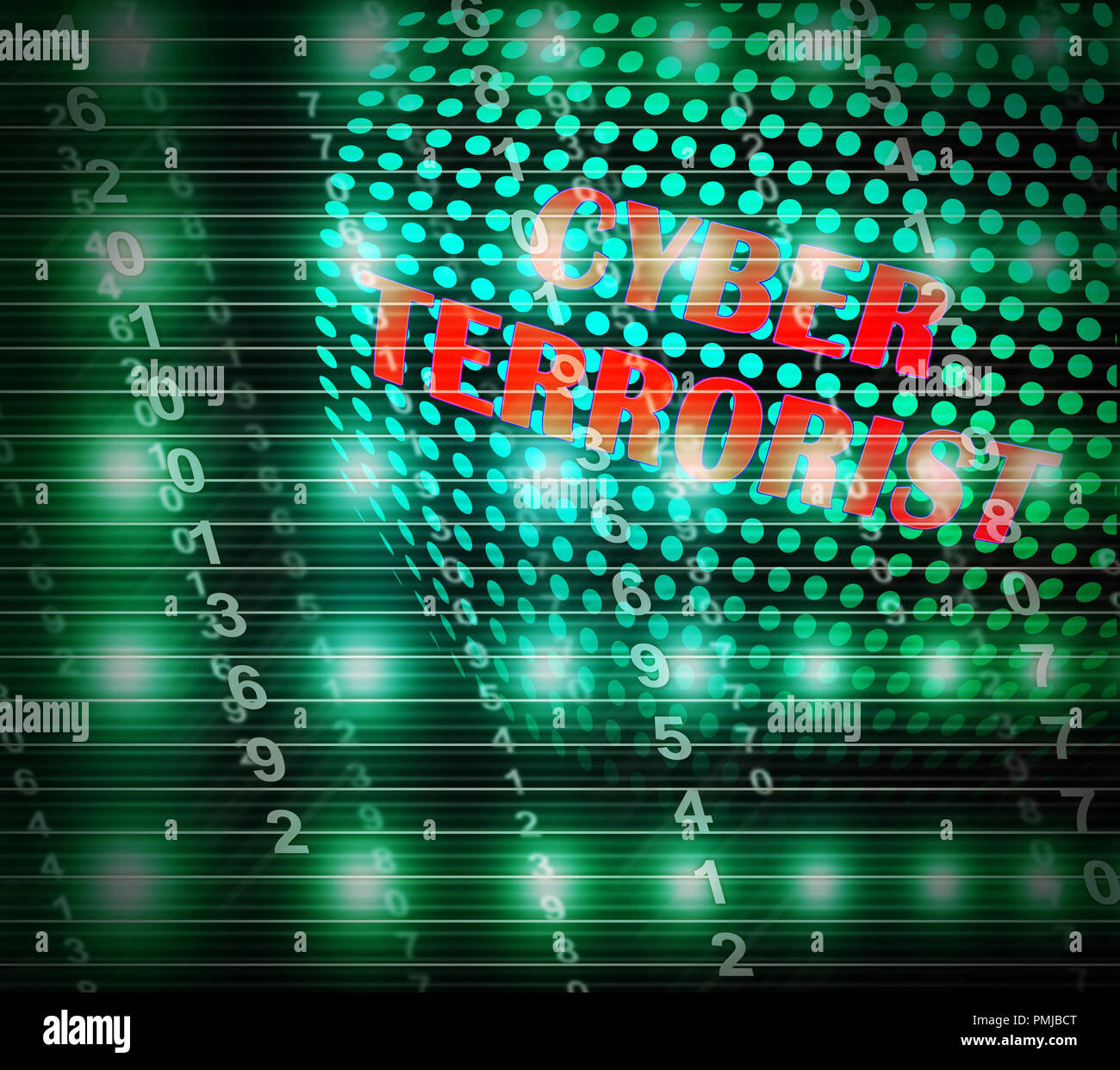 Cyber Terrorist Extremism Hacking Alert 3d Illustration Shows Breach Of Computers Using Digital Espionage And Malware Stock Photo