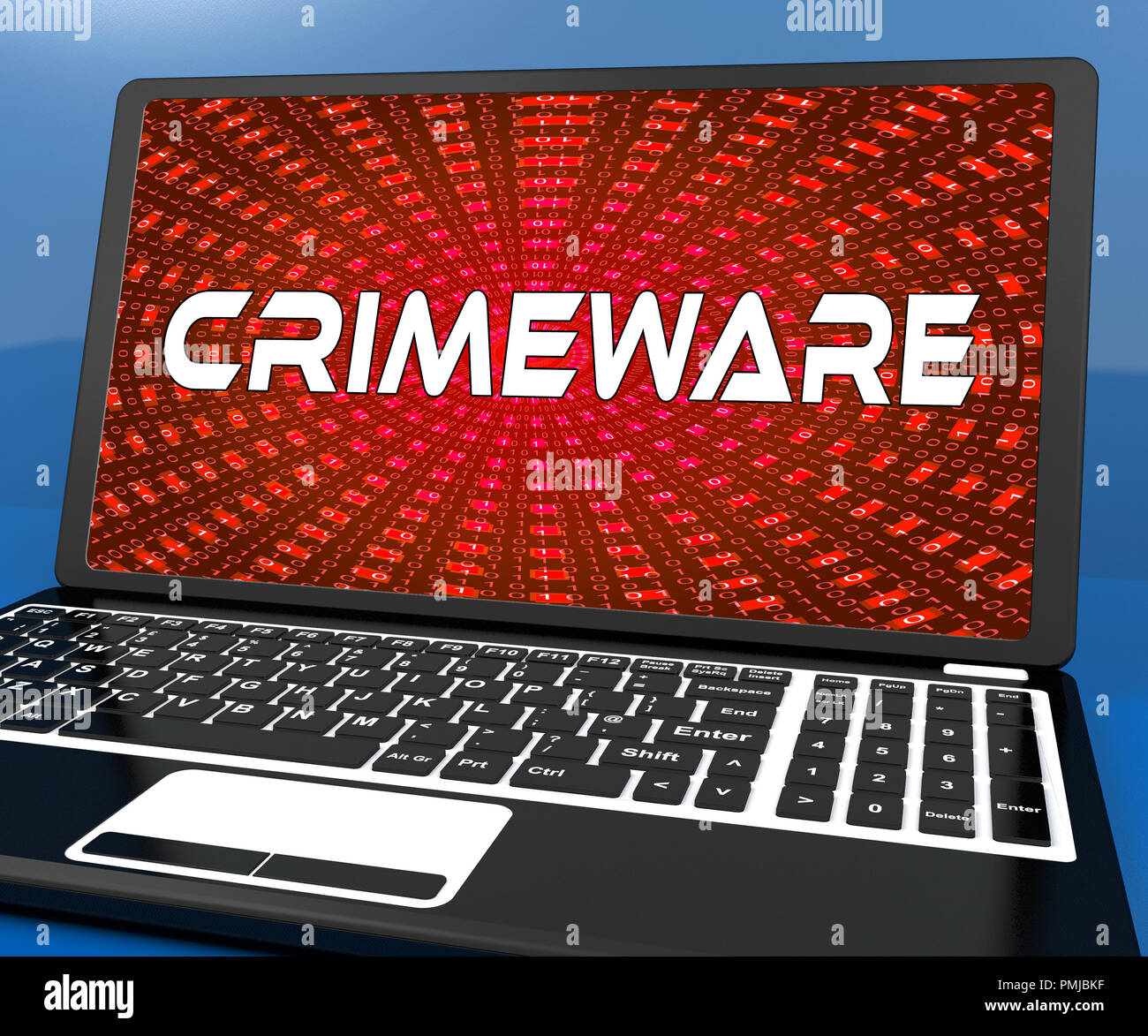 Crimeware Digital Cyber Hack Exploit 3d Rendering Shows Computer Crime And Digital Malicious Malware On Internet Or Computer Stock Photo