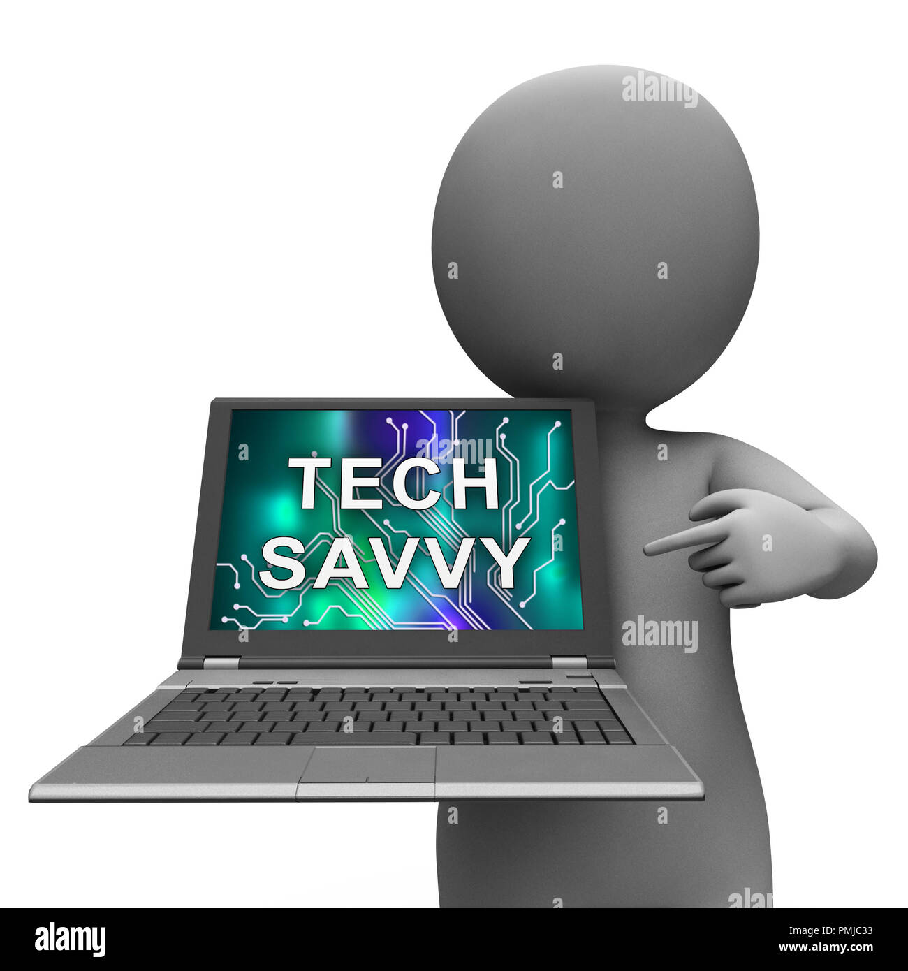 Tech Savvy Digital Computer Expert 3d Rendering Means Hitech Smart