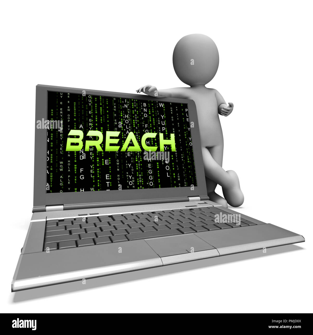 Cyber Security Breach System Hack 3d Rendering Shows Digital