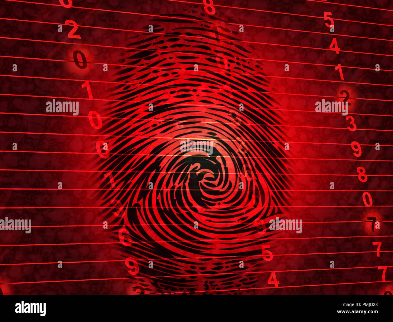 Identity Access Management Fingerprint Entry 3d Illustration Shows