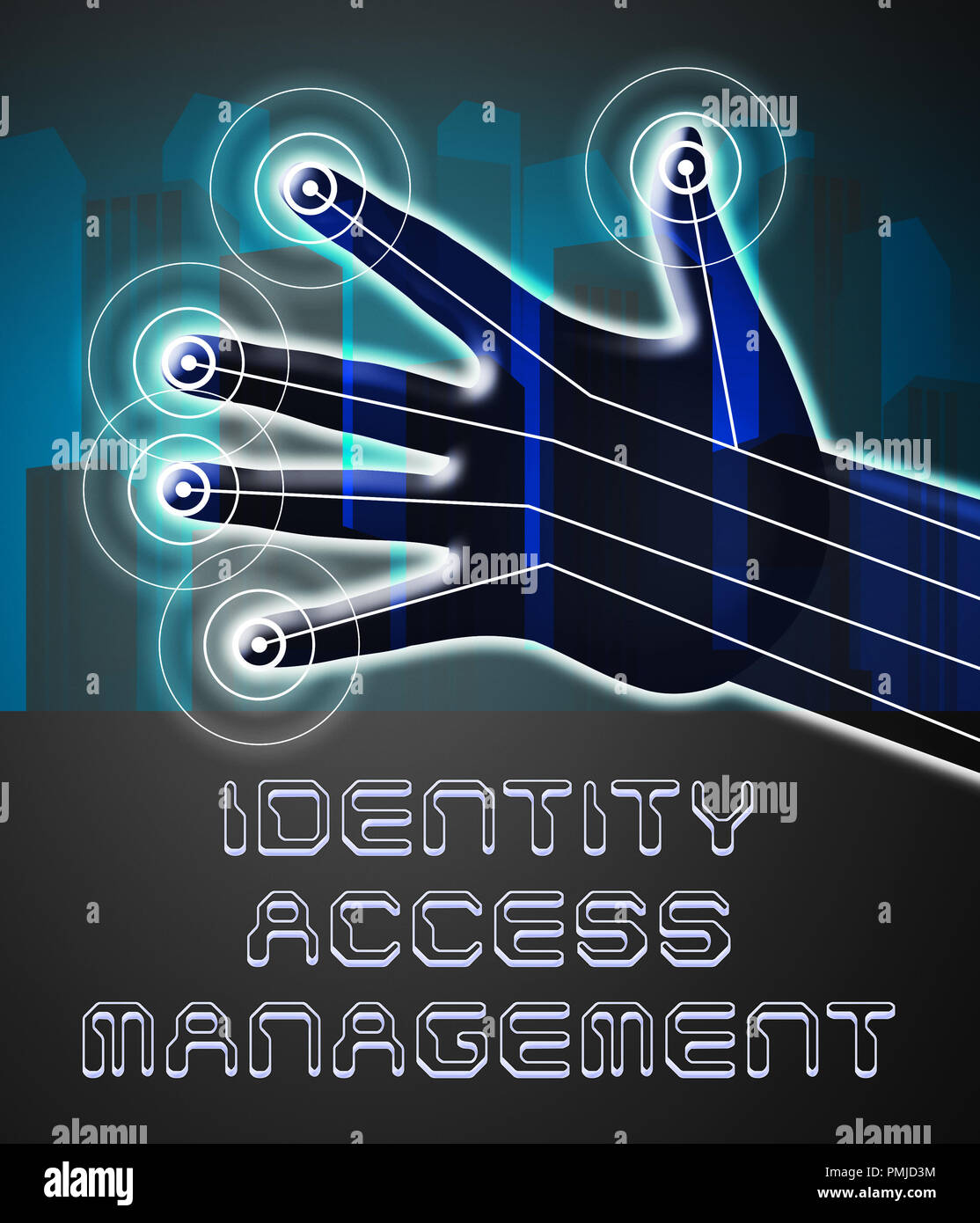 Identity Access Management Fingerprint Entry 2d Illustration Shows