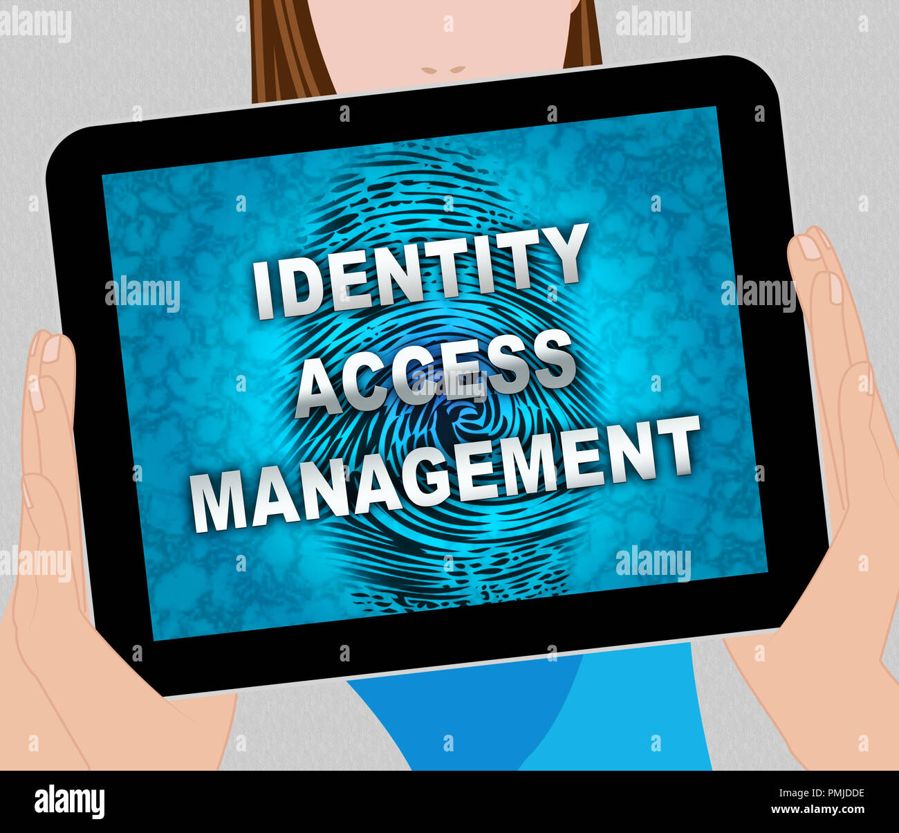 Identity Access Management Fingerprint Entry 2d Illustration Shows