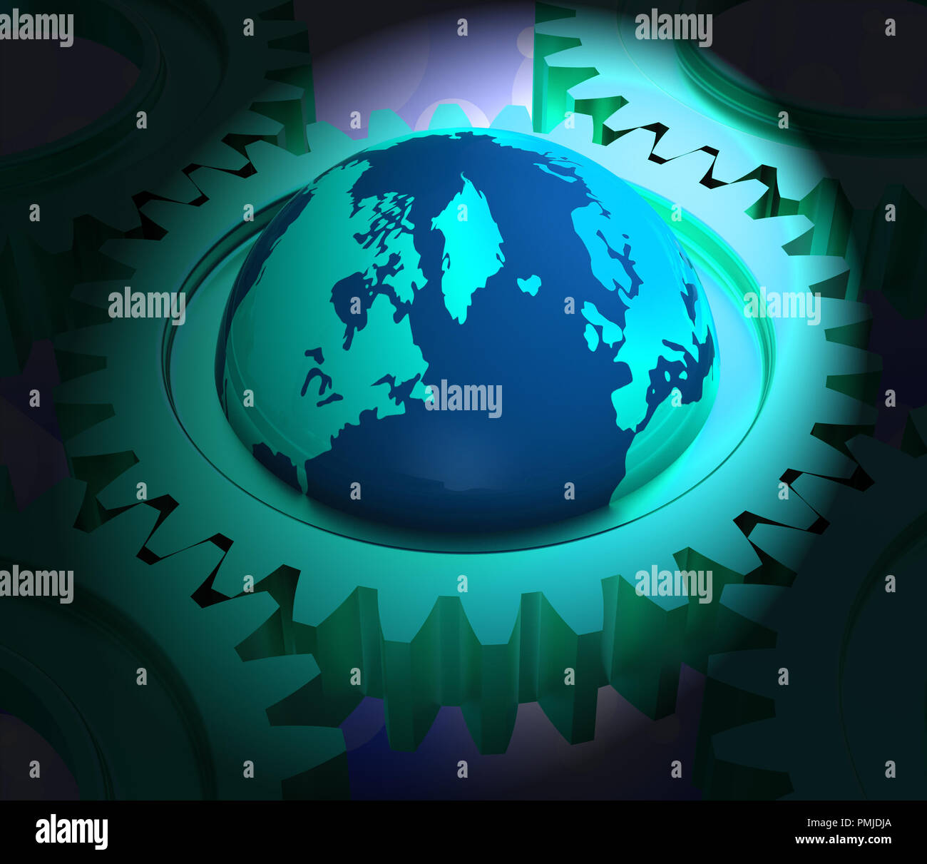 Interconnected Globe World Technology Link 3d Rendering Shows Worldwide ...